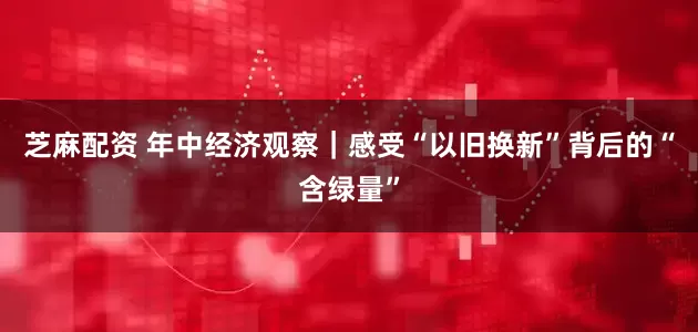 芝麻配资 年中经济观察｜感受“以旧换新”背后的“含绿量”